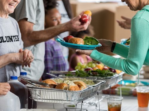 serving food