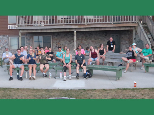 Youth sitting on benches